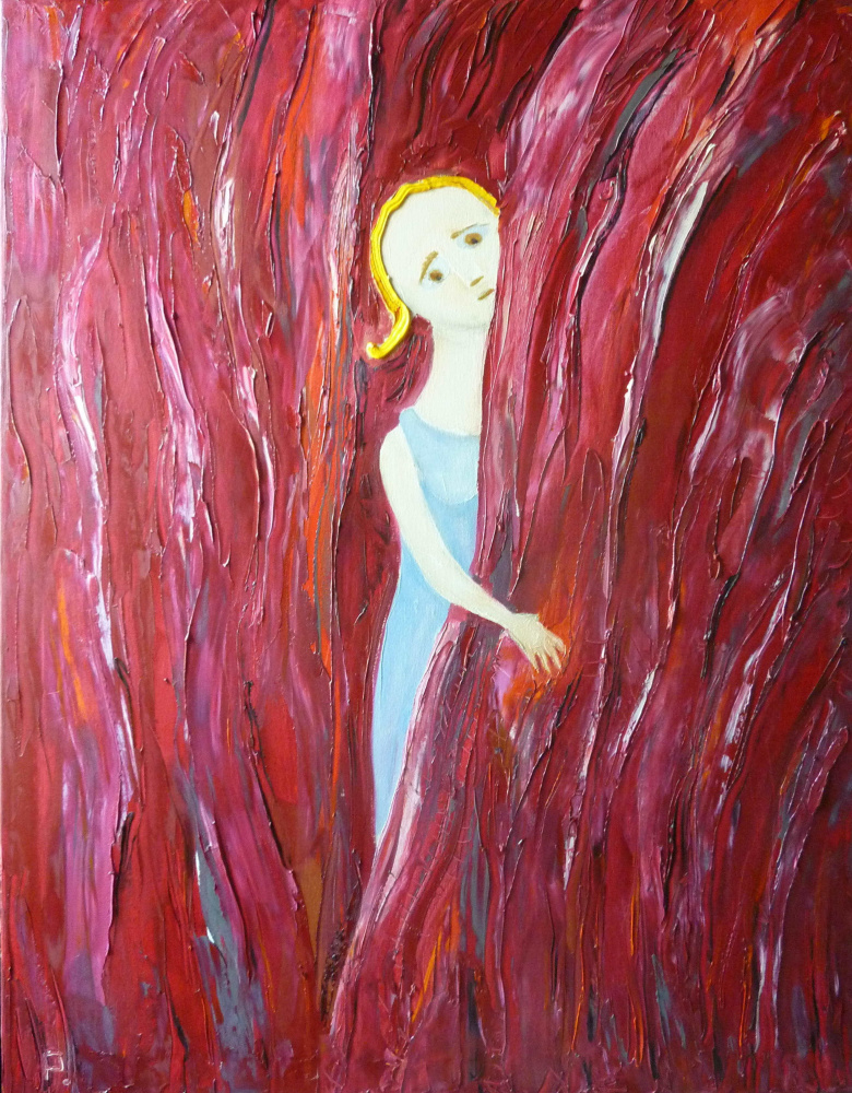 Svyatoslav Святослав Ryabkin Рябкин. Girl in red curtains Девушка в красных портьерах