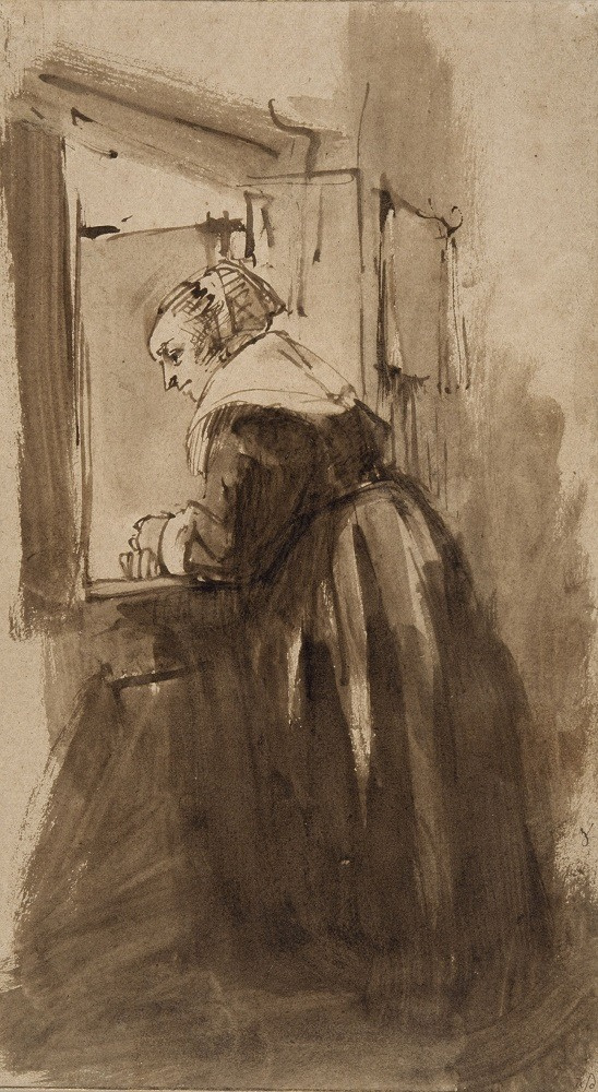 Рембрандт Харменс ван Рейн. Женщина стоящая у окна
