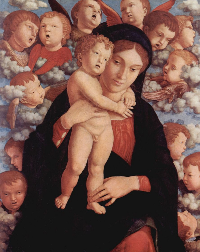 Андреа Мантенья. Мария с младенцем и ангелами (фрагмент)