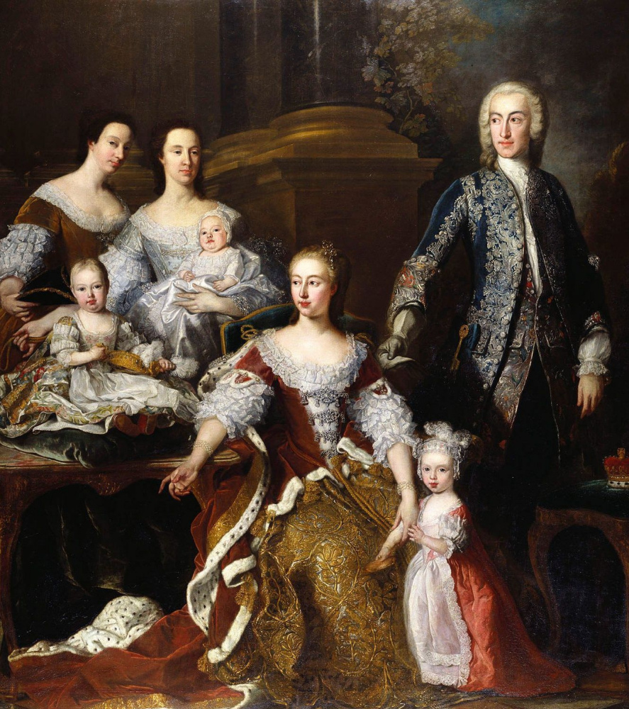 Жан-Батист ван Лоо. Августа Саксен-Готская, принцесса Уэльская, с семьей и прислугой