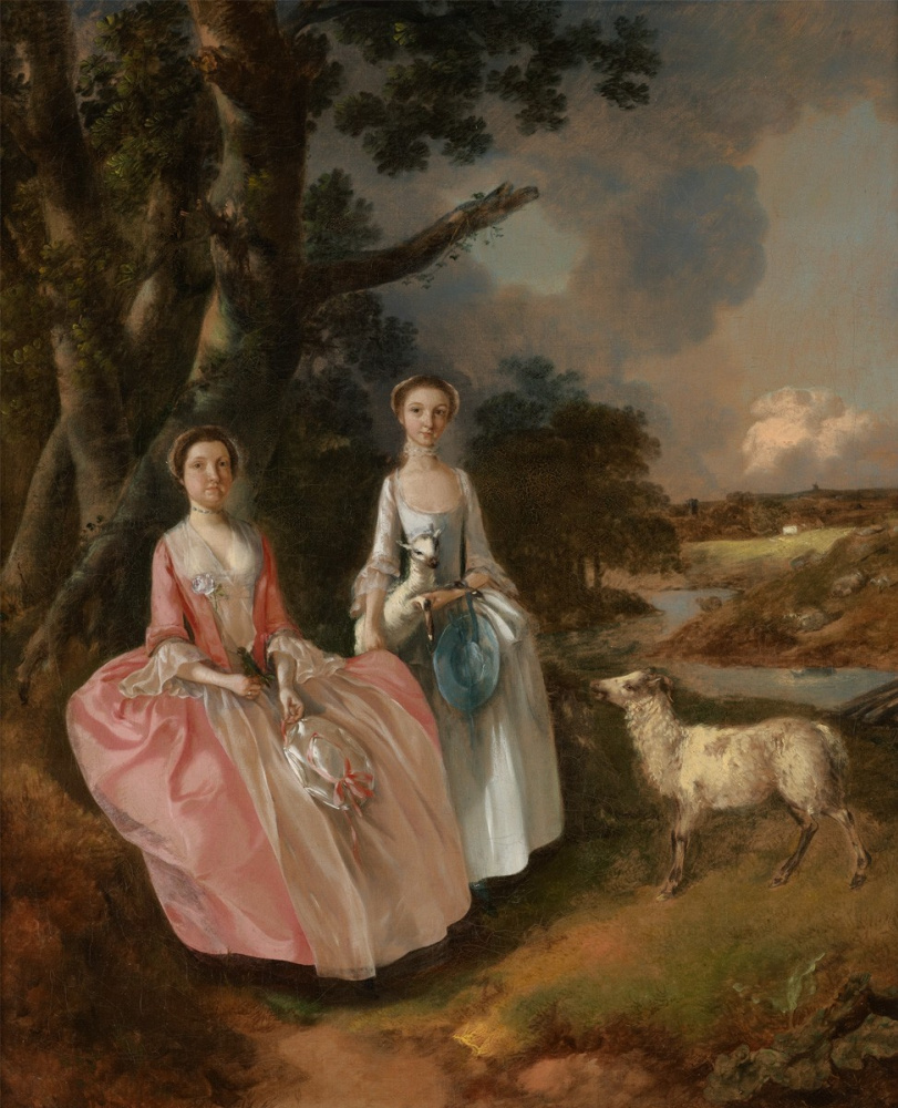 Томас Гейнсборо. Миссис Мэри Кобболд и ее дочь Энн с ягненком на фоне пейзажа