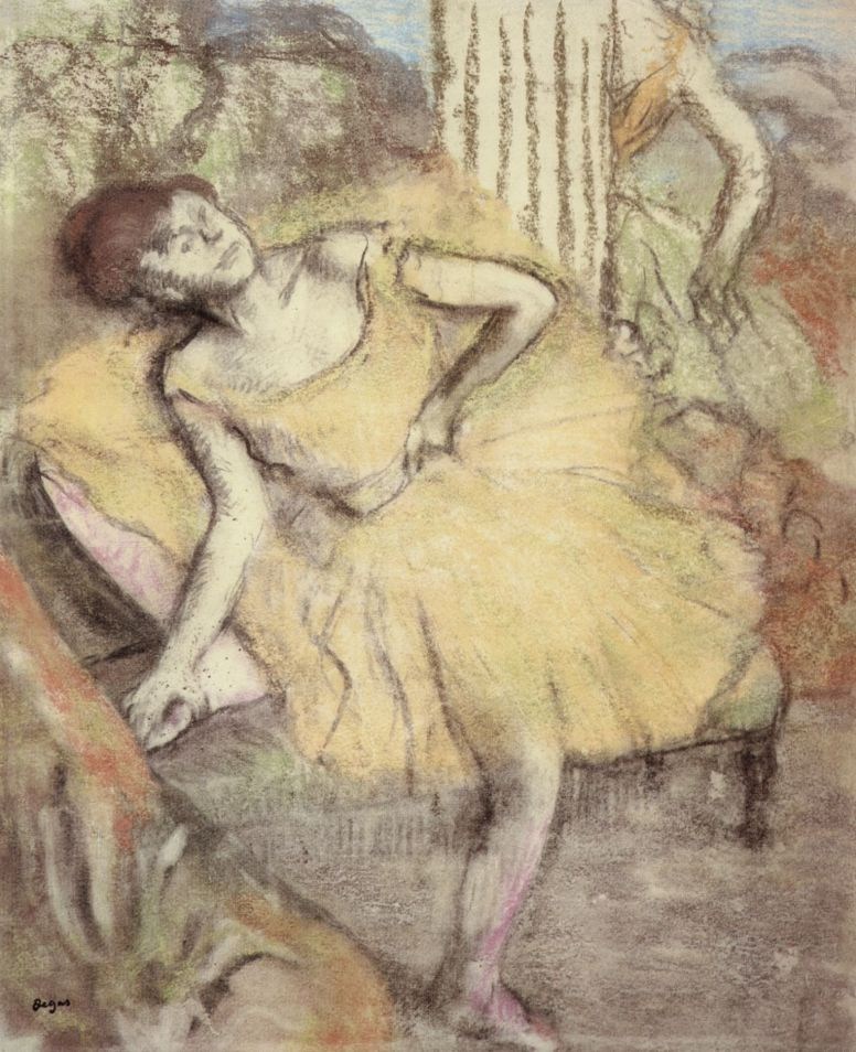 Эдгар Дега. Сидящая балерина с высоко поднятой правой ногой