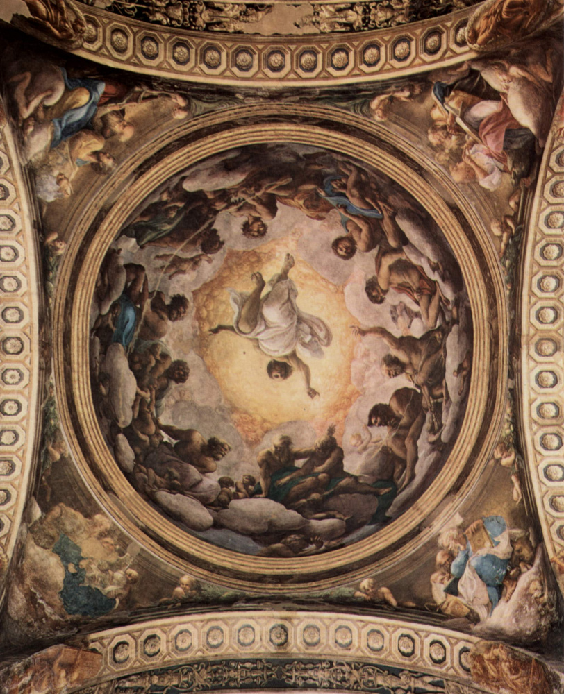 Антонио Корреджо. Фрески в церкви Сан Джованни Евангелиста в Парме, роспись купола, видение св. Иоанна на Патмосе, общий вид