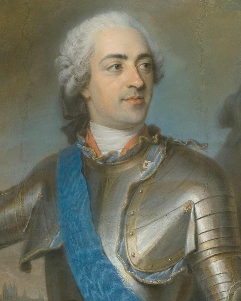 Морис Кантен де Латур. Портрет Людовика XV в доспехах перед Турне