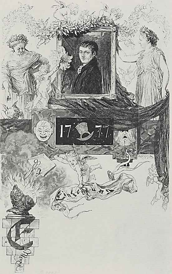 Адольф фон Менцель. Виньетка с портретом Кляйста и инициалом Е