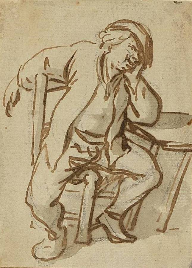 Адриан Янс ван Остаде. Сидящий за столом крестьянин