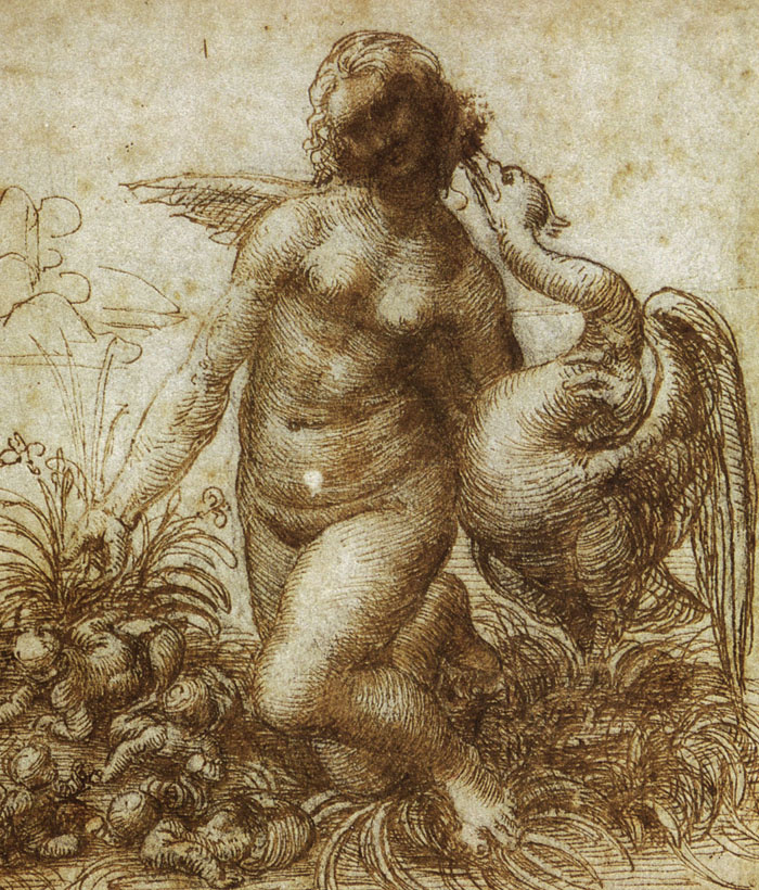 Леонардо да Винчи. Леда с лебедем (набросок)