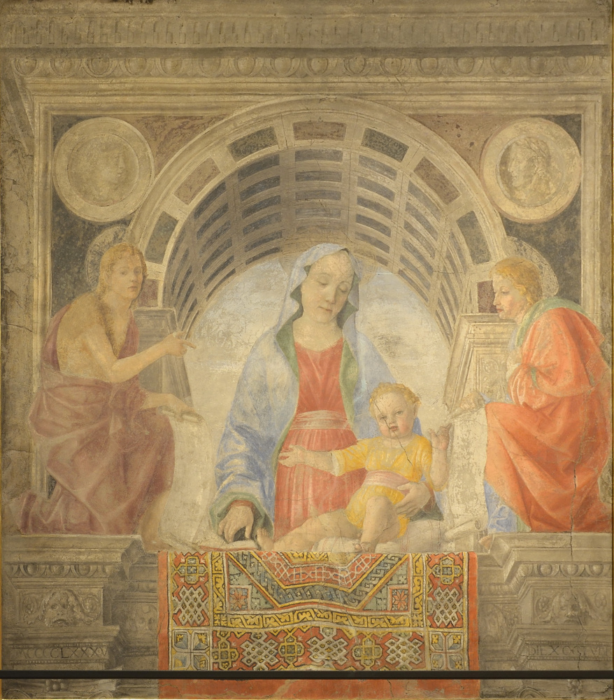 Винченцо Фоппа. Мадонна с Младенцем, Святым Иоанном Крестителем и Иоанном Богословом (Мадонна с ковром)