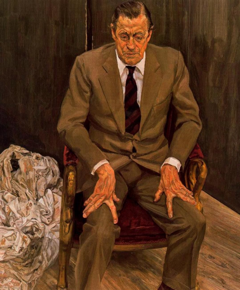 Люсьен Фрейд. Мужчина в кресле (Портрет барона Е. Х. Тиссена-Борнемисы)