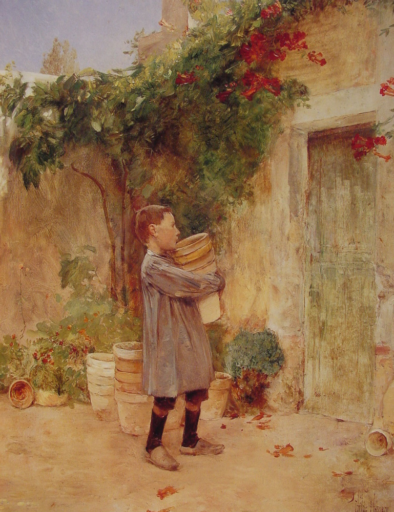 Чайльд Гассам. Мальчик с цветочными горшками