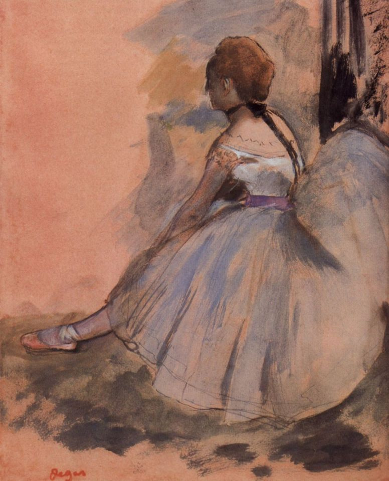 Эдгар Дега. Сидящая балерина с вытянутой левой ногой
