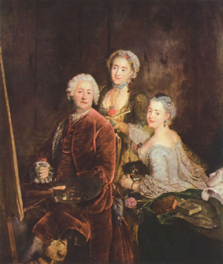 Антуан Пен. Портрет художника с дочерьми перед мольбертом