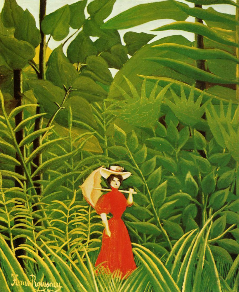 Анри Руссо. Женщина с зонтиком в экзотическом лесу