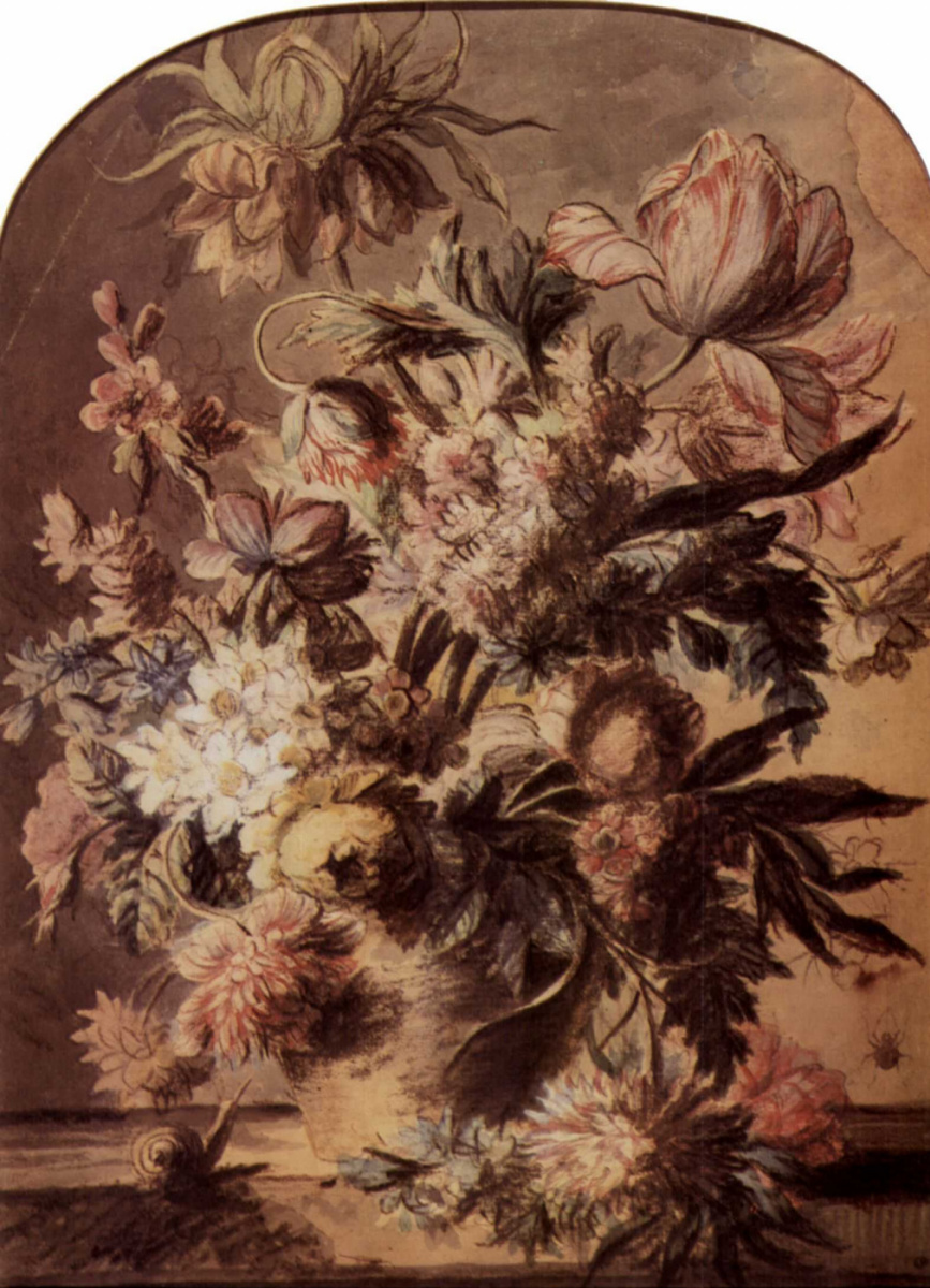 Ян ван Хейсум. Натюрморт с букетом цветов в вазе