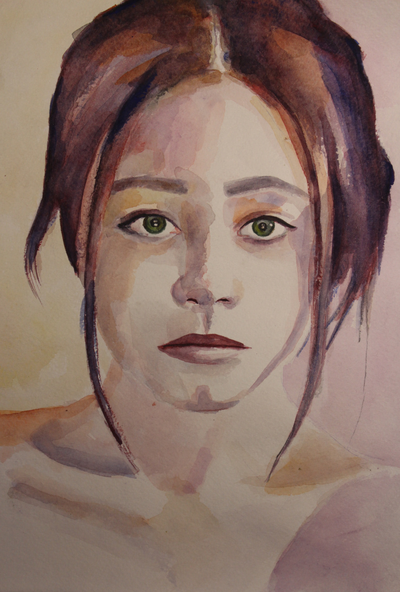 Ксения Баринова. Портрет девушки акварелью