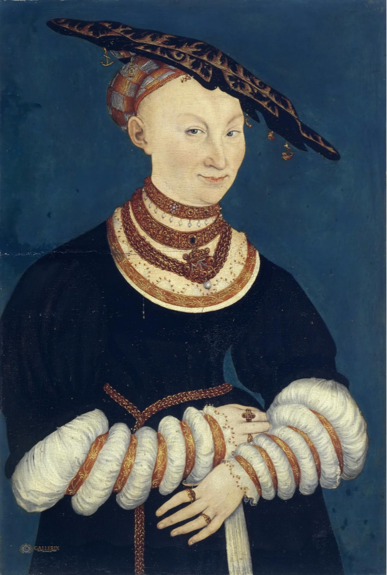 Лукас Кранах Младший. Екатерина Мекленбургская (1487-1561), герцогиня саксонская.  Художественное собрание замка Кобург.