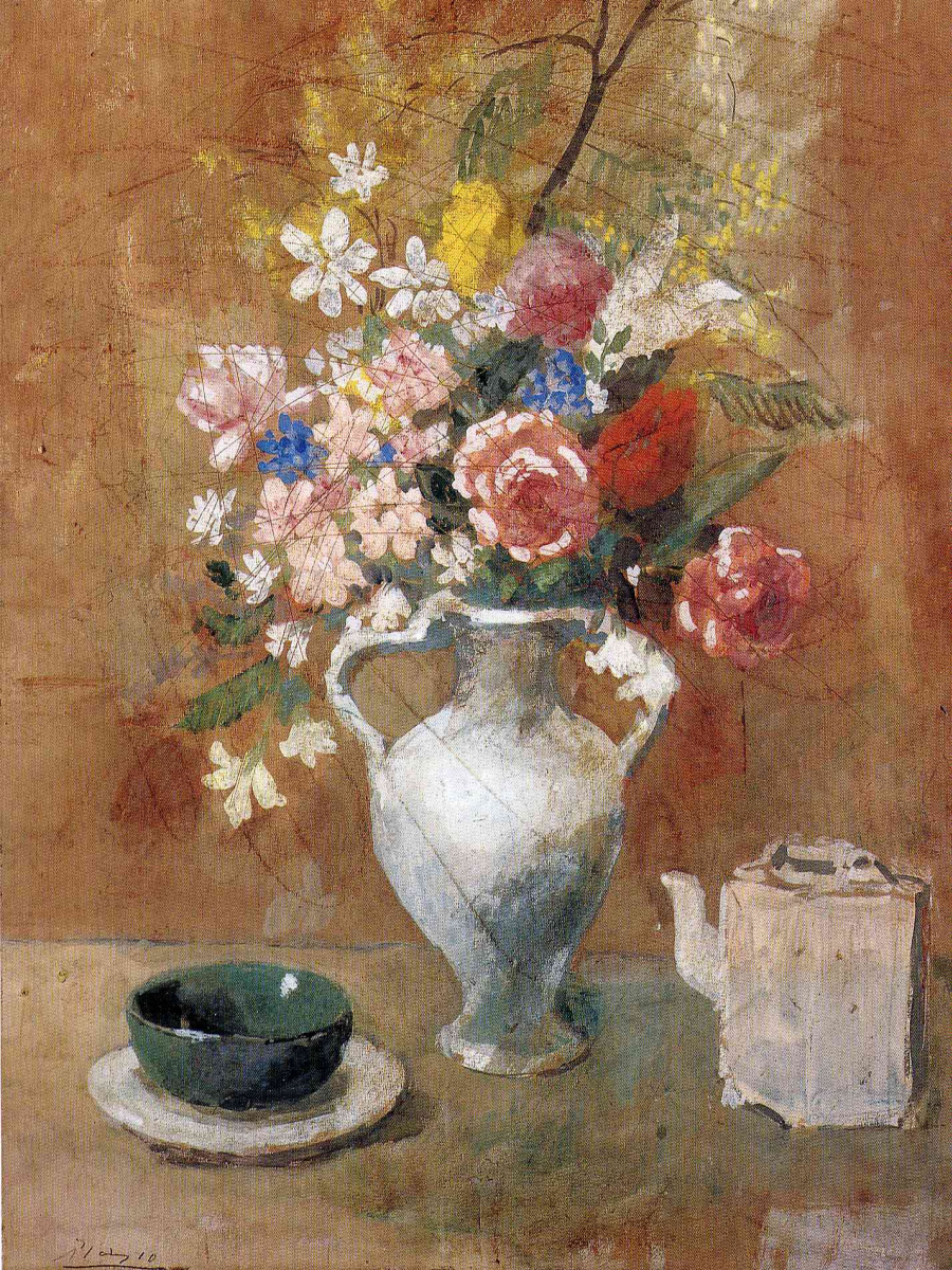 Пабло Пикассо. Натюрморт с цветами в вазе