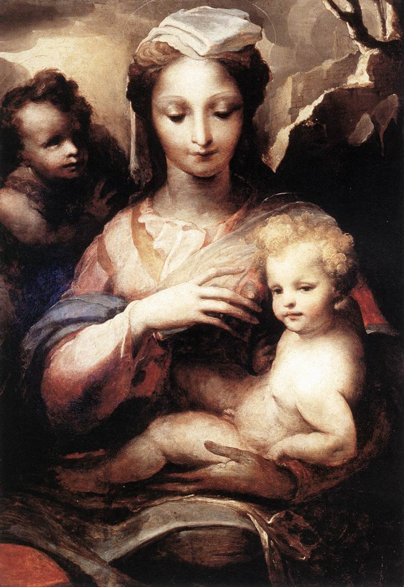 Доменико Беккафуми. Мадонна с младенцем Христом и Иоанном Крестителем (фрагмент)