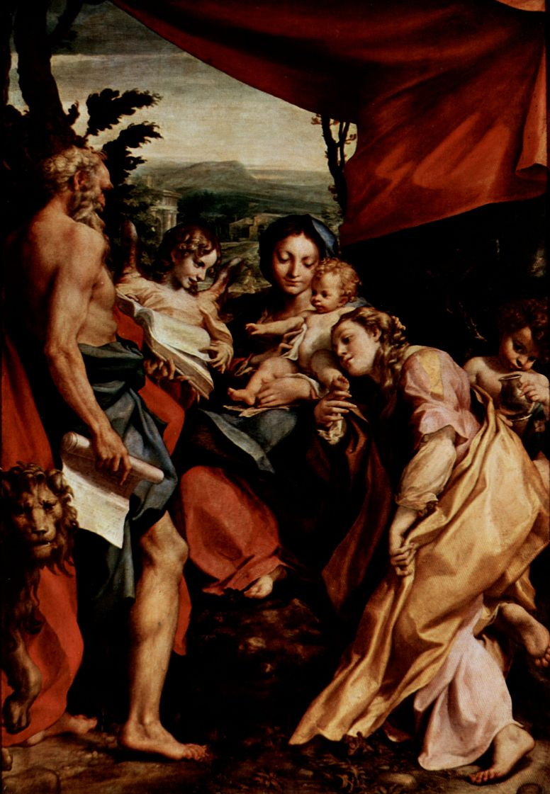 Антонио Корреджо. Мария с младенцем, св. Иероним, св. Мария Магдалина, Иоанн Креститель и ангел