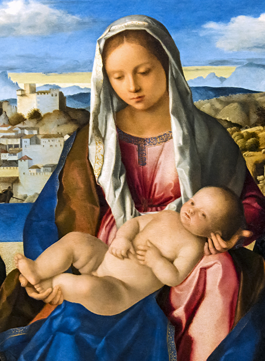 Джованни Беллини. Мадонна с младенцем и Иоанном Крестителем. Фрагмент