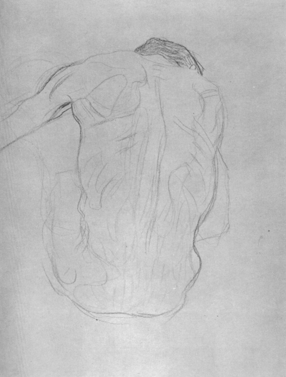 Густав Климт. Сидящий обнаженный мужчина со спины (Эскиз для "Медицины")