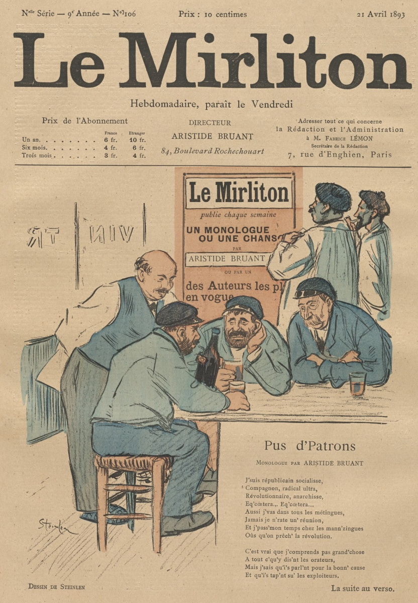 Теофиль-Александр Стейнлен. Иллюстрация для журнала "Мирлитон" № 106, 21 апреля 1893 года