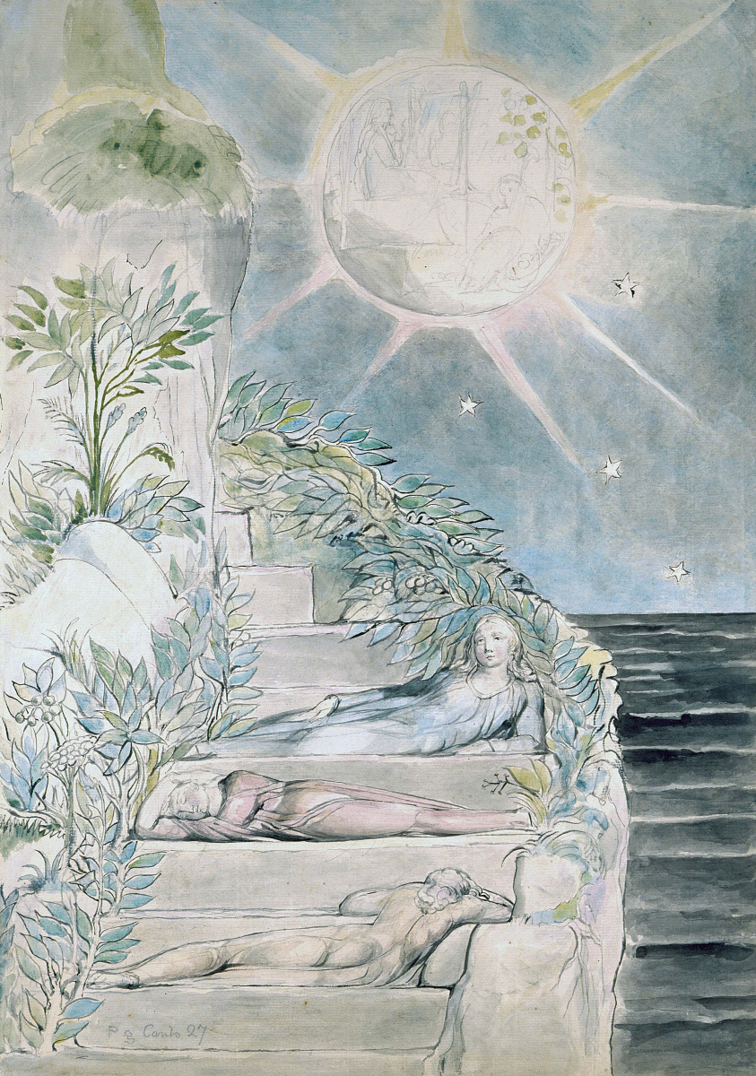 Уильям Блейк. Данте спит под присмотром Вергилия. Иллюстрации к "Божественной комедии"