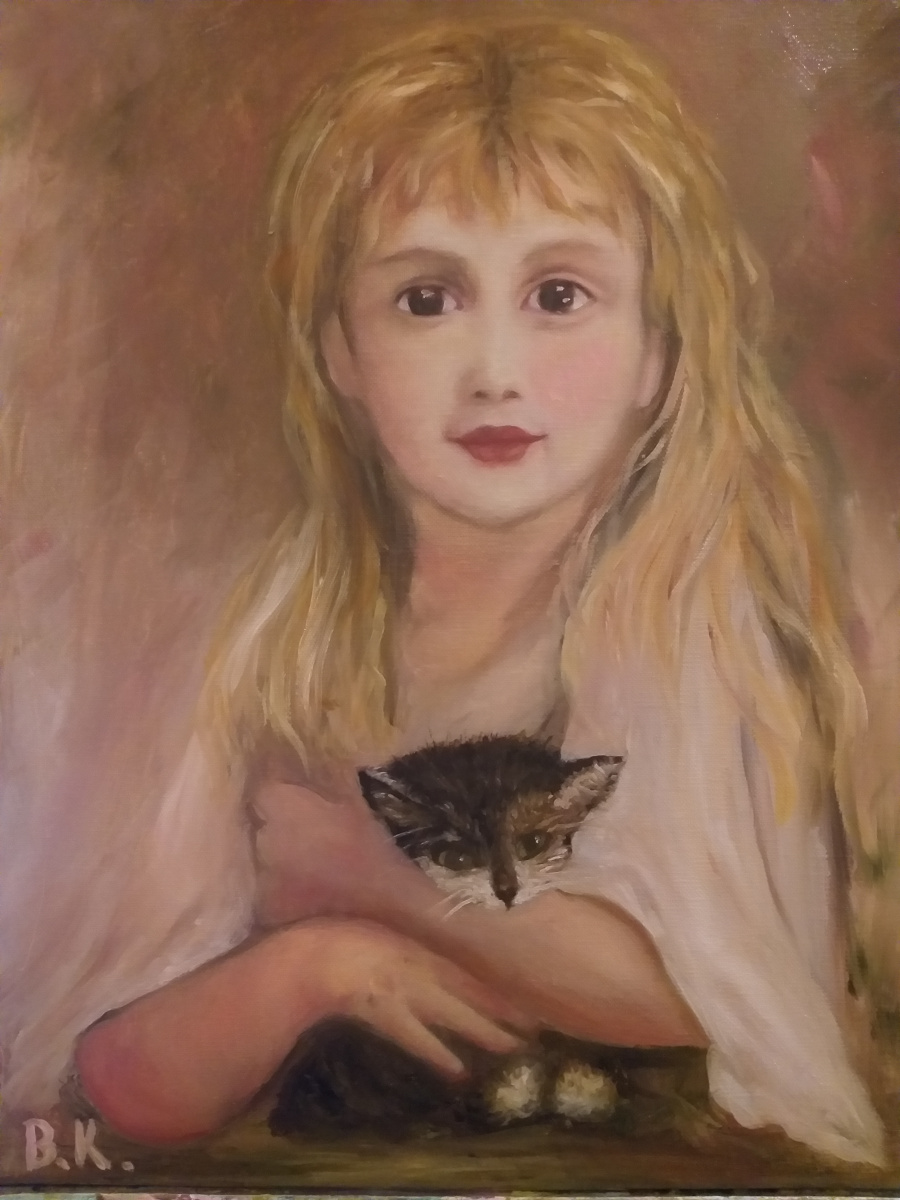 Валерия Костромина. Девочка с  котенком.