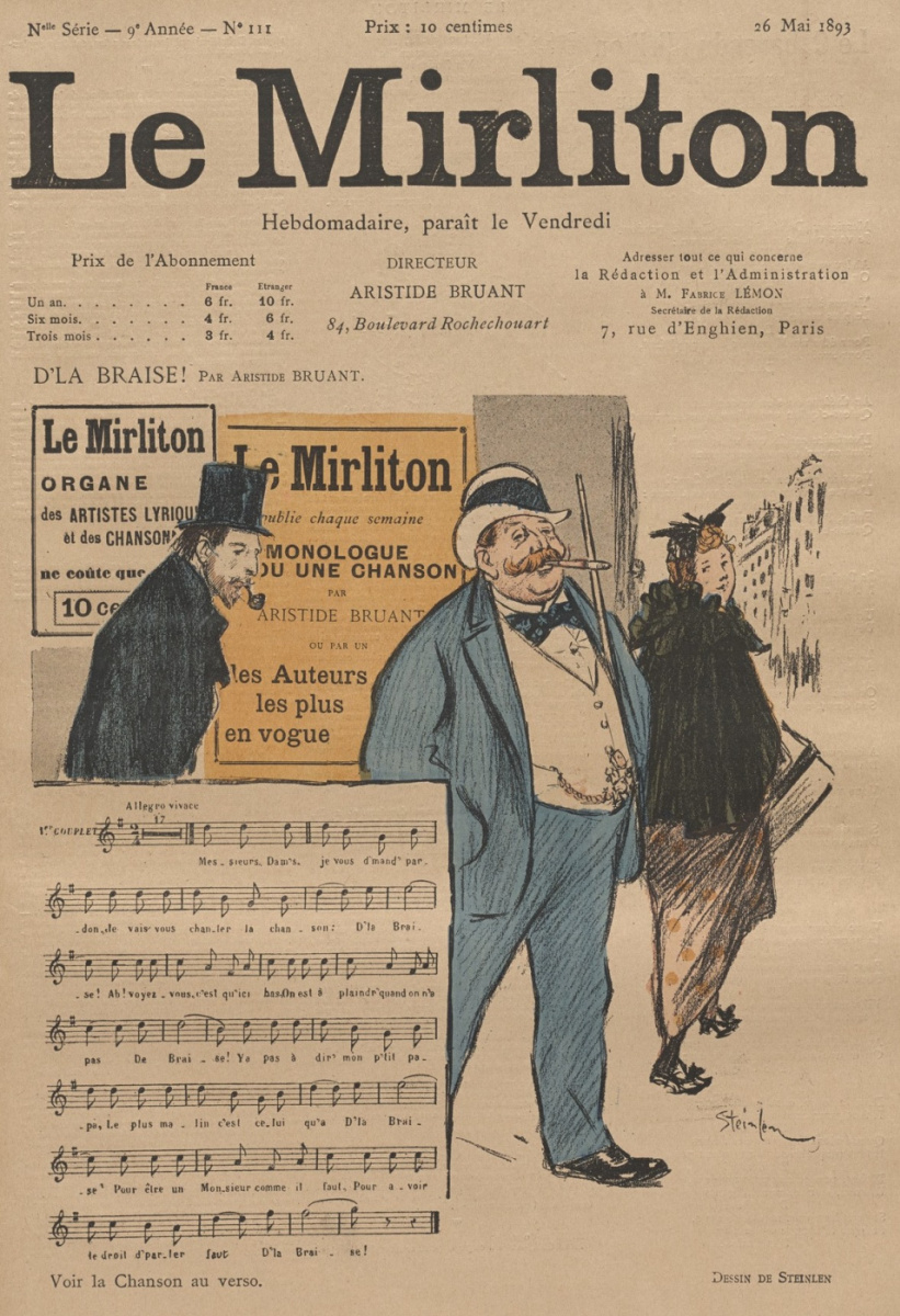 Теофиль-Александр Стейнлен. Иллюстрация для журнала "Мирлитон" № 111, 26 мая 1893 года