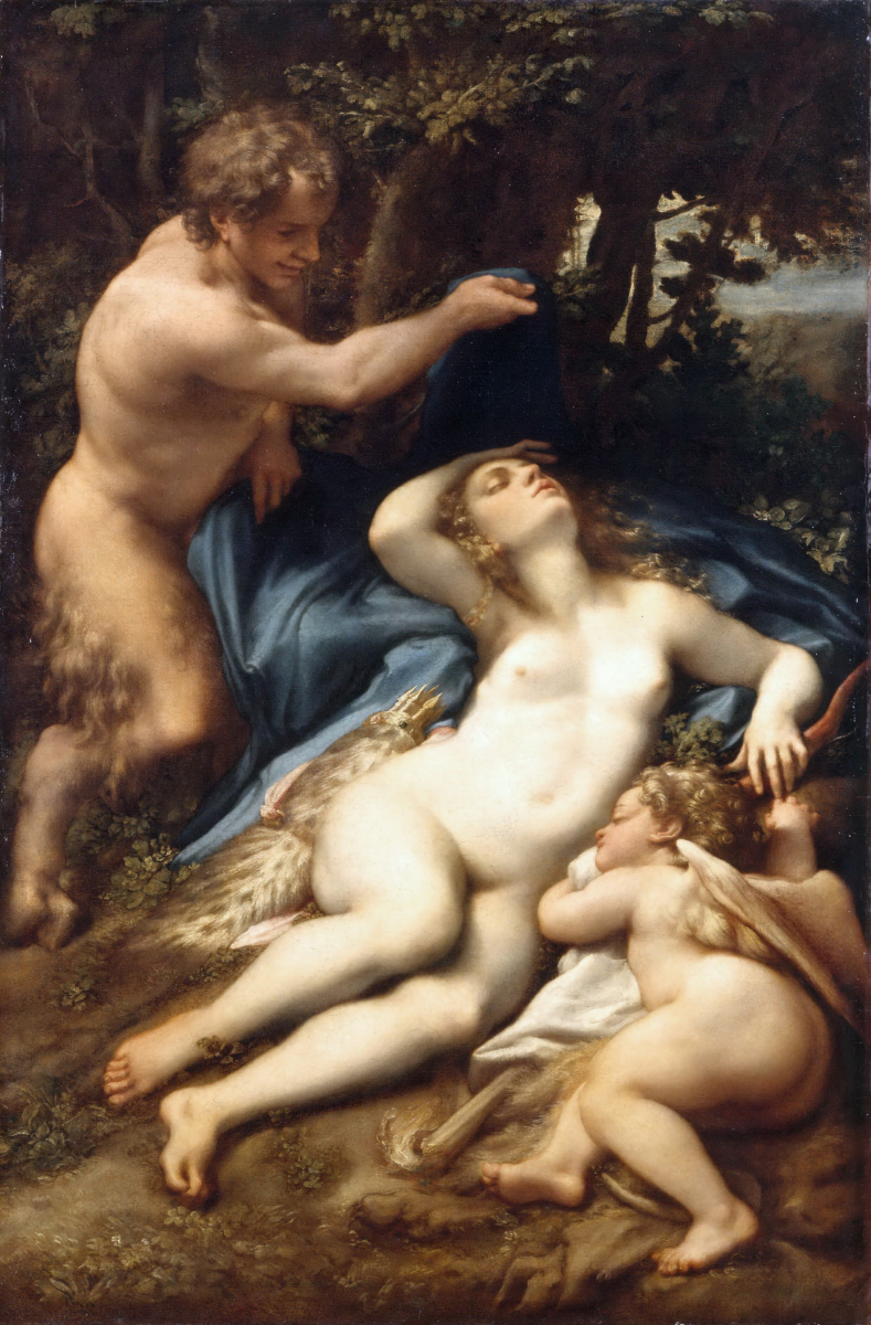 Антонио Корреджо. Спящие Венера и Купидон с Сатиром