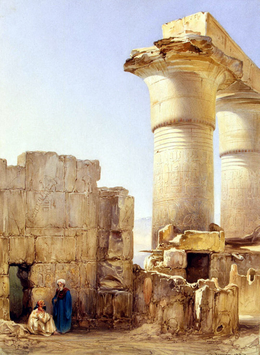 Шарль Пьеррон. Улочка восточного города с руинами египетского храма