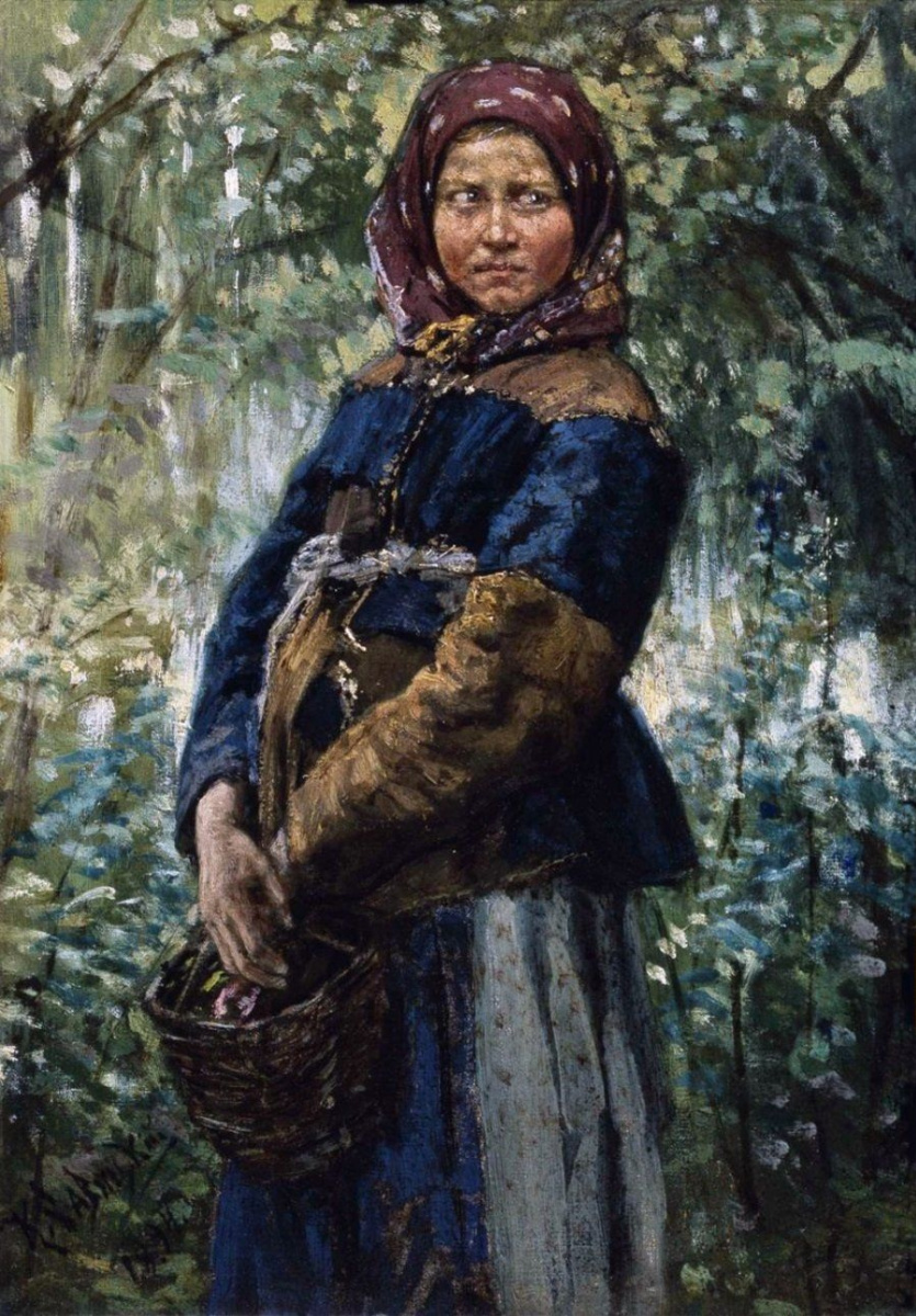 Константин Аполлонович Савицкий. Крестьянка с корзинкой в лесу