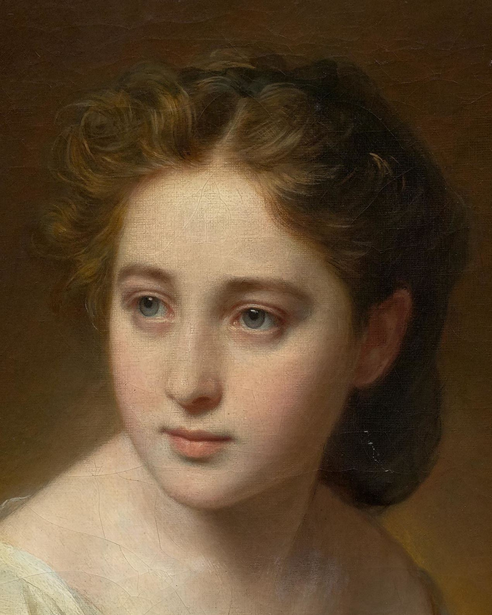 franz xaver winterhalter. portrait of a young woman. fragment