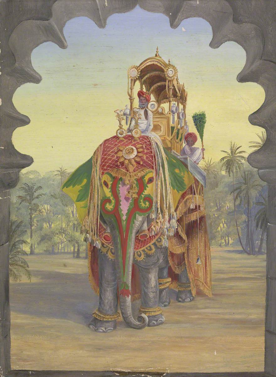 Марианна Норт. Великолепный (статусный) слон, княжество Барода, Британская Индия