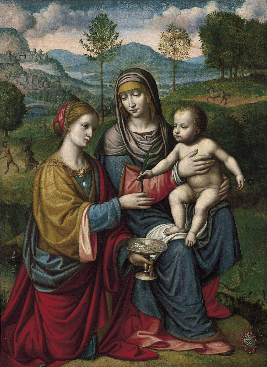 Бернардино Луини. Мадонна с младенцем и святой Екатериной