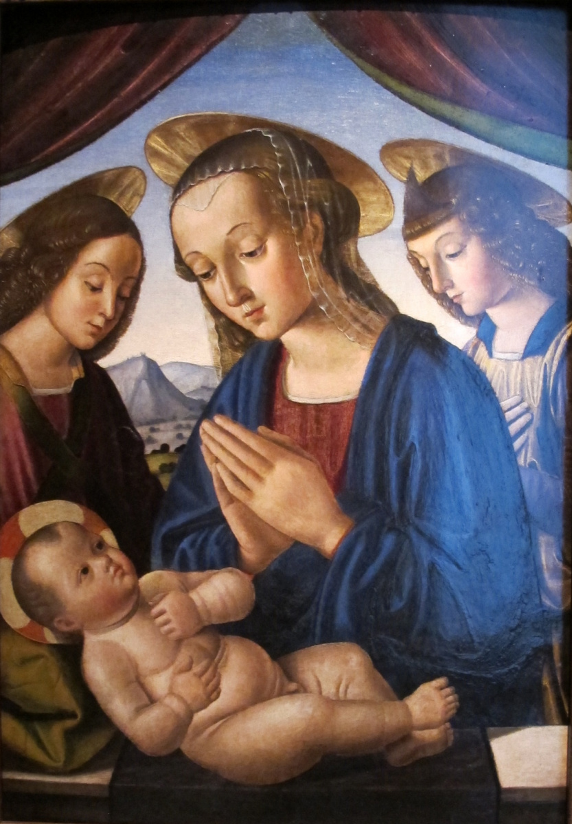 Джованни Санти. Мадонна с младенцем и двумя ангелами