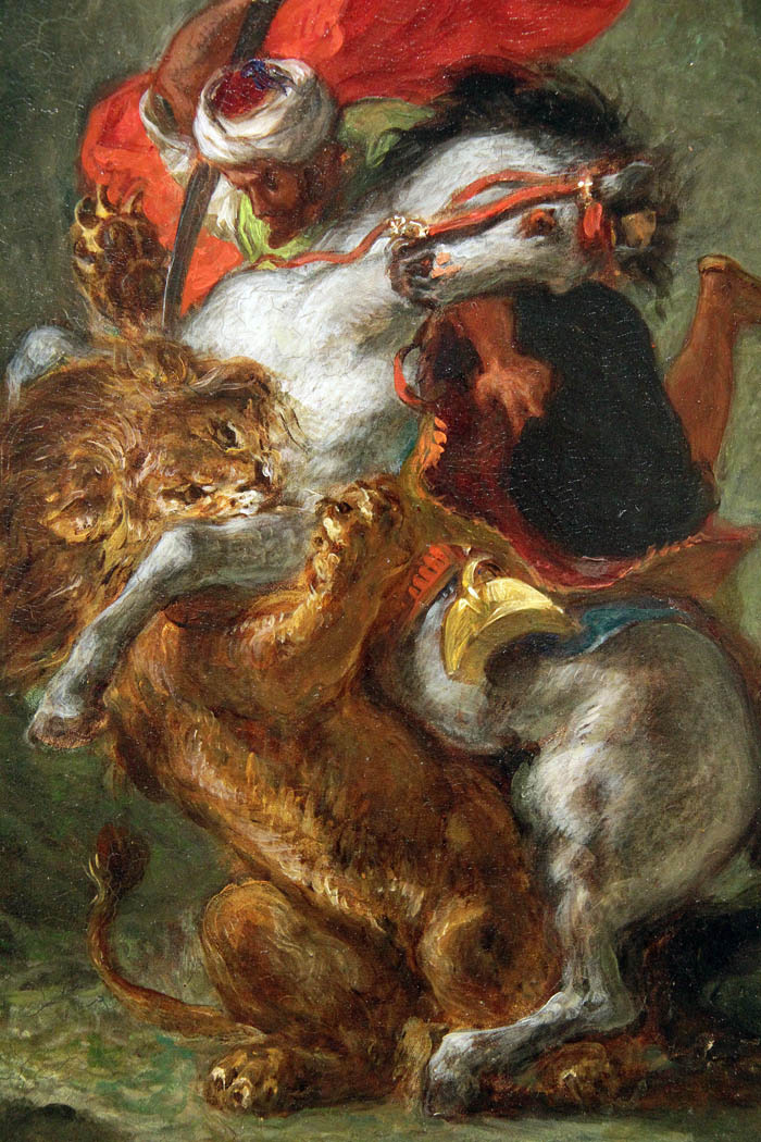 Арабский всадник сражается со львом
