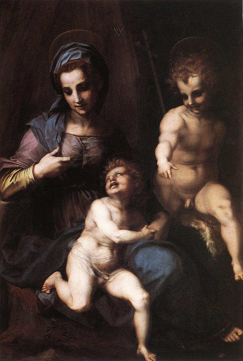 Андреа дель Сарто. Мадонна с младенцем и святым Иоанном