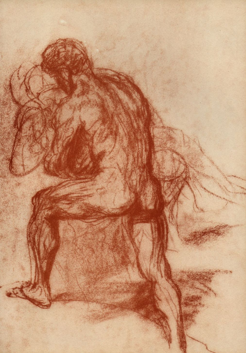 Ханс фон Маре. Обнаженный мужчина, держащий на руках обнаженную женщину; фигура со спины