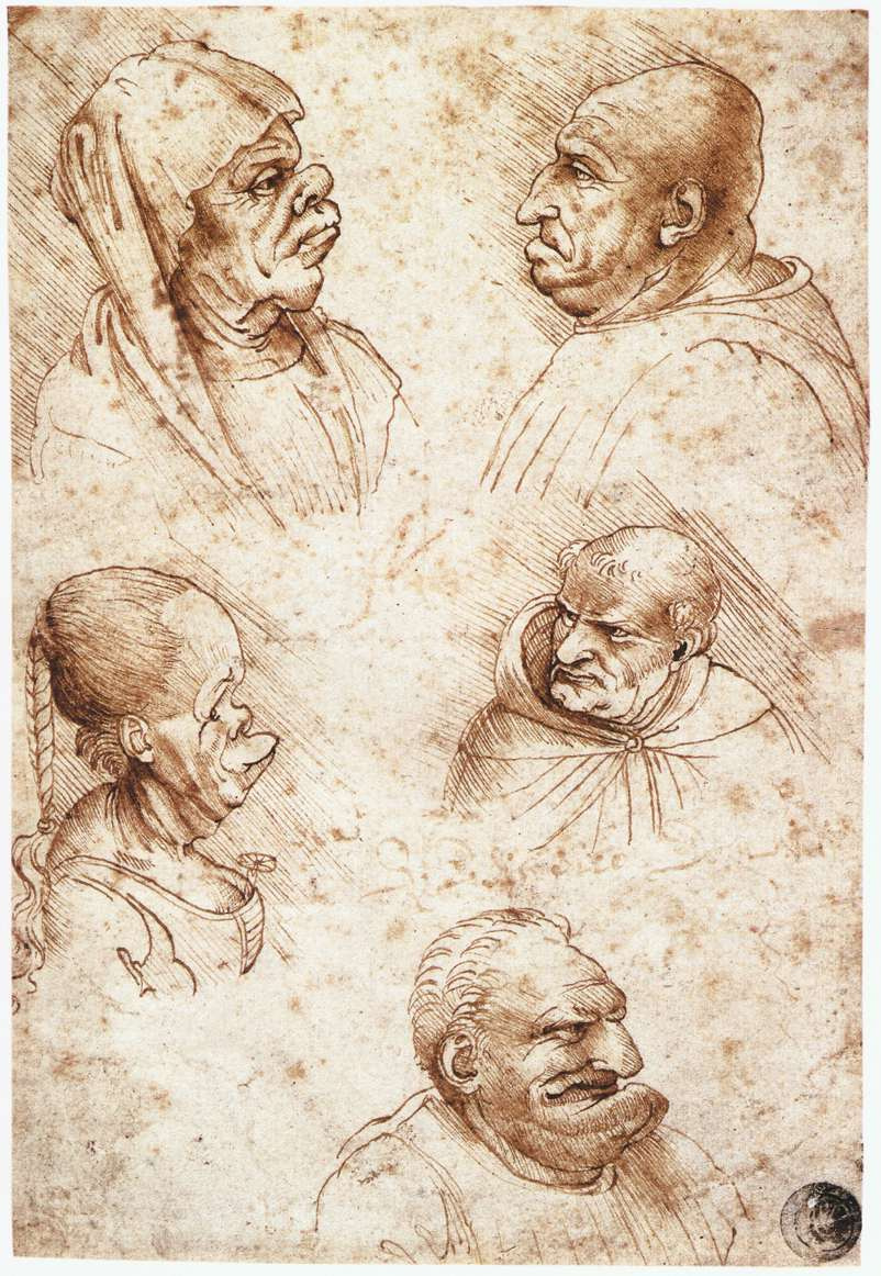 Леонардо да Винчи. Пять карикатурных голов
