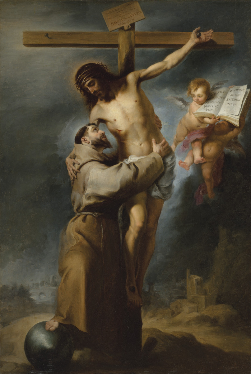 Бартоломе Эстебан Мурильо. Святой Франциск обнимает Христа на кресте