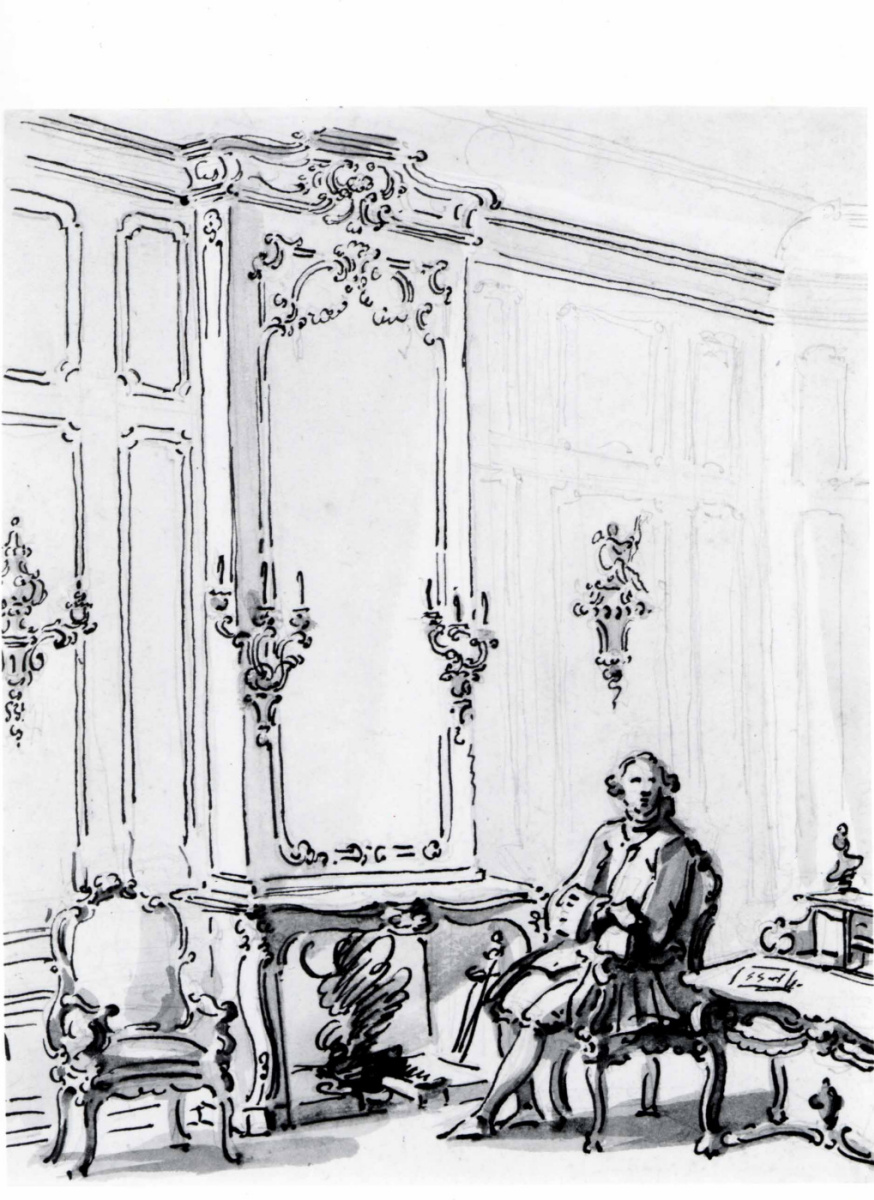 Джованни Антонио Каналь (Каналетто). Венецианский интерьер с мужчиной, сидящим у огня
