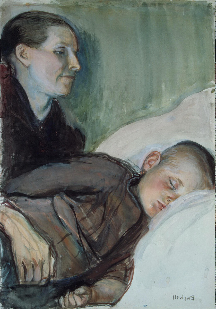 Магнус Кнут Энкель. Мать со спящим сыном