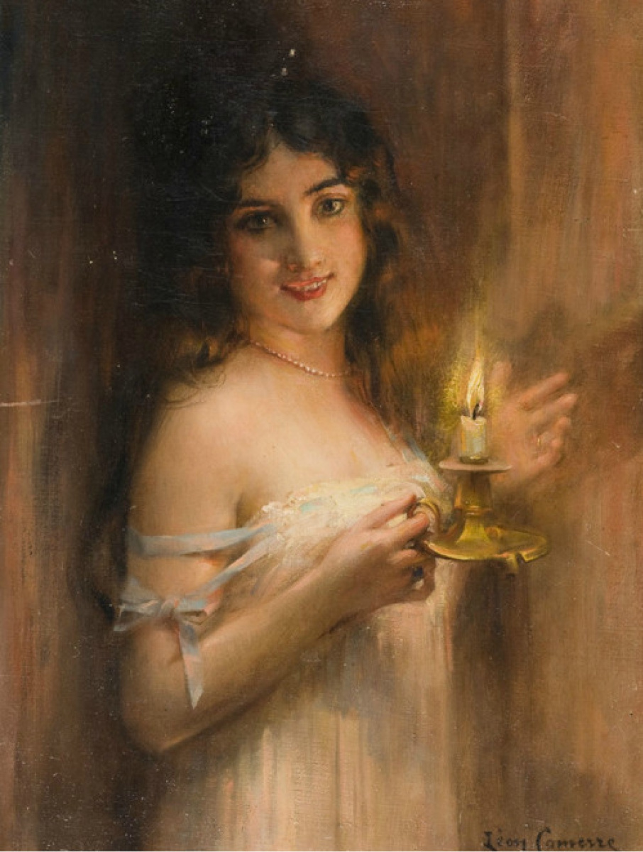 Леон Франсуа Комерр. Молодая женщина со свечой.