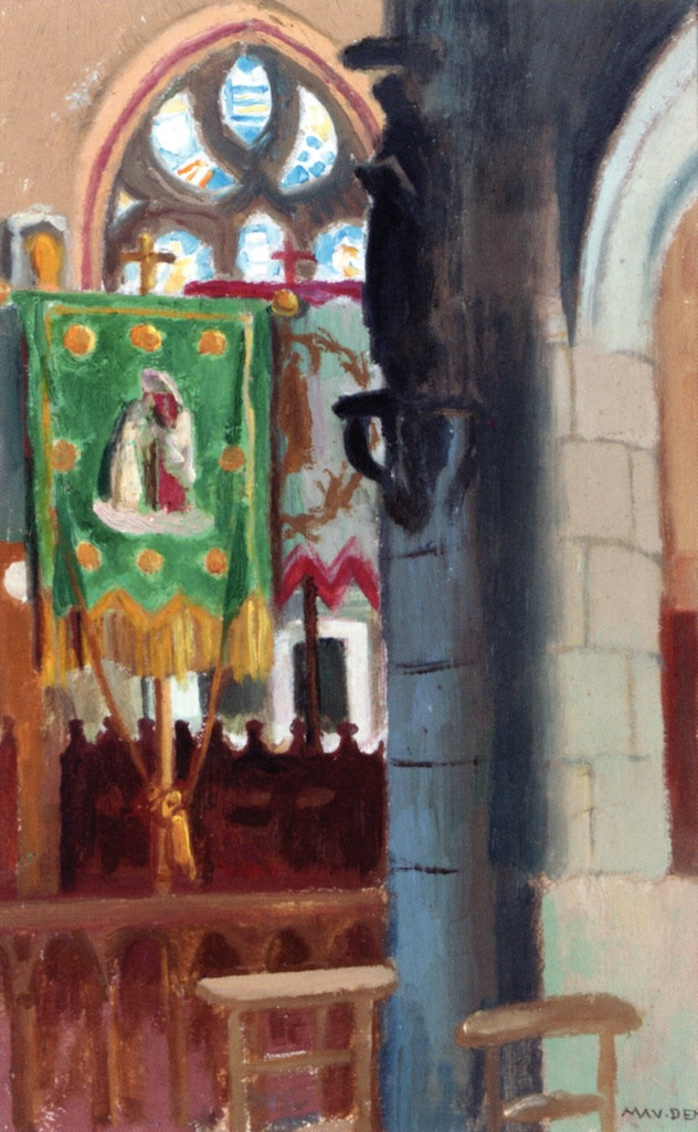Морис Дени. Интерьер церкви с зеленым флагом