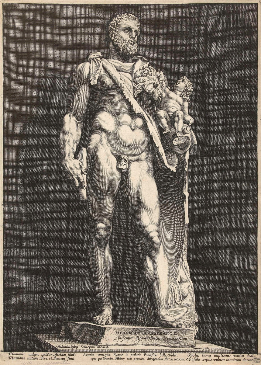 Хендрик Гольциус. Геркулес и Телефос. 1590-1594 резцовая гравюра