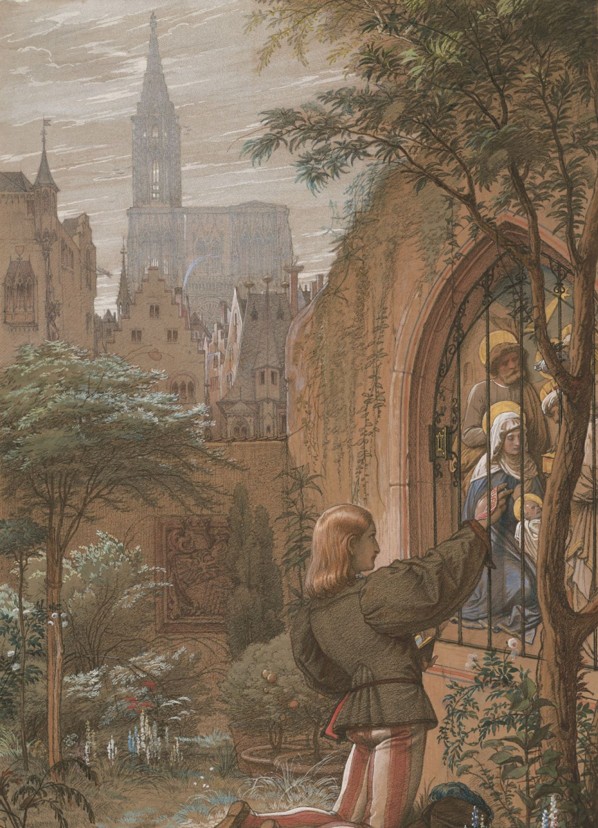 Эдуард фон Штейнле. Странствующий студент в саду рыцаря Вельтлина Страсбургского