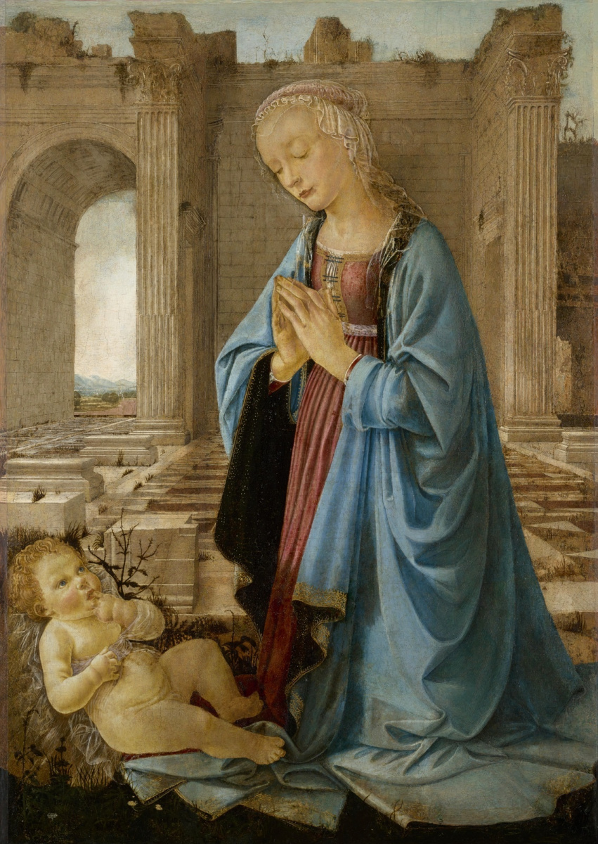 Андреа дель Верроккьо. Мадонна над младенцем Иисусом (Мадонна Раскина)