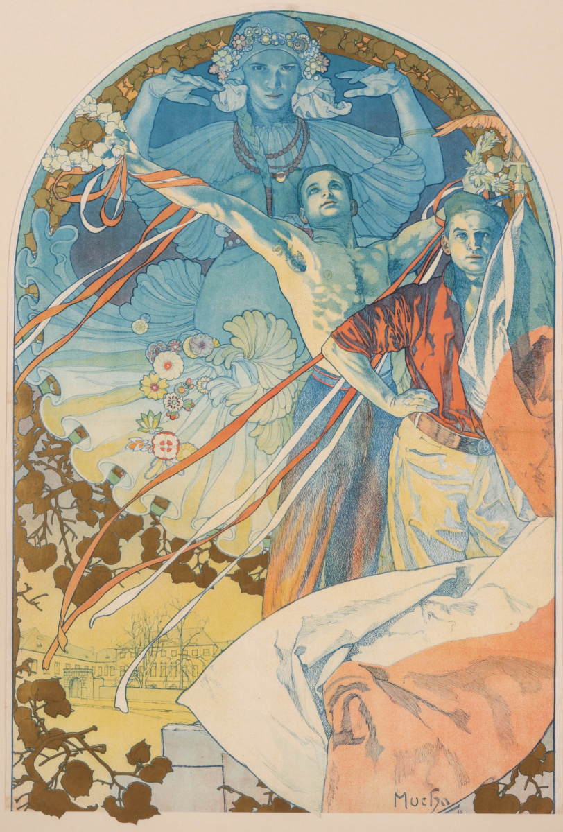 Альфонс Муха. Рекламный плакат для Восьмого фестиваля Сокол в Праге в 1926  году