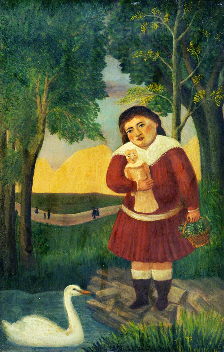 Анри Руссо. Девочка с куклой в ландшафте